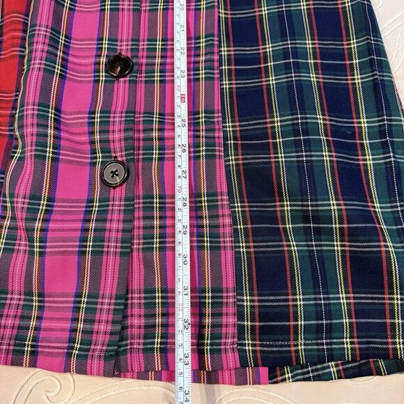 English Factory Colorblock Plaid Midi Skirt Multicolor Size XS High Waist Preppy - Picture 8 of 9